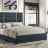 Ines 56-inch Fabric Upholstered Queen Panel Bed Navy