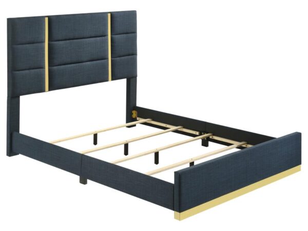 Ines 56-inch Fabric Upholstered Queen Panel Bed Navy