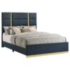 Ines 56-inch Fabric Upholstered Queen Panel Bed Navy