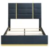 Ines 56-inch Fabric Upholstered Queen Panel Bed Navy