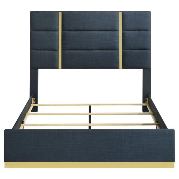 Ines 56-inch Fabric Upholstered Queen Panel Bed Navy