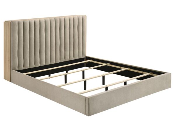 Arielle Eastern King Bookcase Panel Storage Bed Light Oak