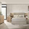 Arielle Eastern King Bookcase Panel Storage Bed Light Oak