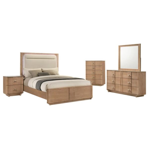 Leanne 5-piece Eastern King Bedroom Set Light Oak