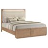 Leanne Eastern King LED Panel Bed Off White and Light Oak