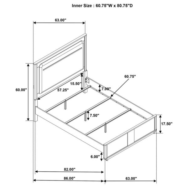 Leanne Queen LED Panel Bed Off White and Light Oak