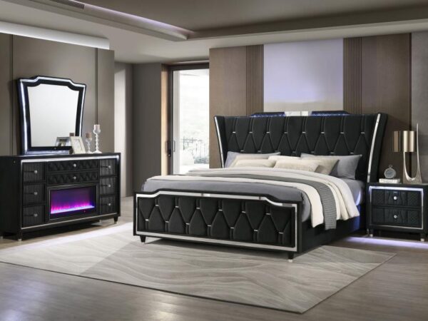 Lorient 4-piece Eastern King Bedroom Set Black
