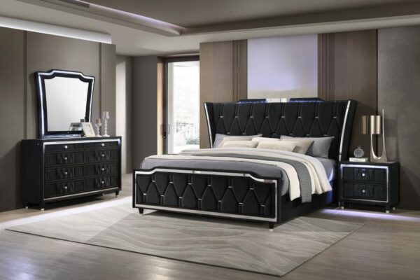 Lorient 4-piece Eastern King Bedroom Set Black
