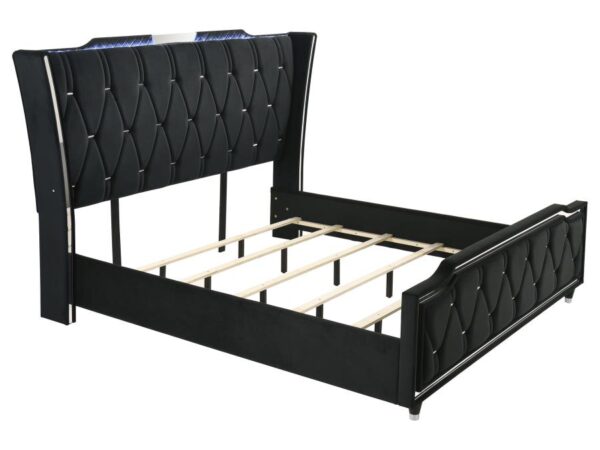 Lorient Eastern King LED Upholstered Bed Black