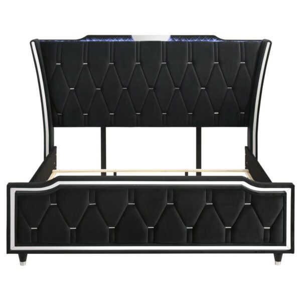 Lorient Eastern King LED Upholstered Bed Black