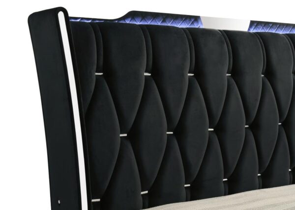 Lorient Eastern King LED Upholstered Bed Black