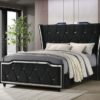 Lorient Queen LED Upholstered Wingback Bed Black