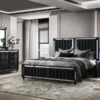 Ravenne 4-piece Velvet Upholstered Eastern King LED Bedroom Set Black