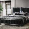 Ravenne Velvet Upholstered Eastern King LED Panel Bed Black
