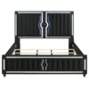 Ravenne Velvet Upholstered Eastern King LED Panel Bed Black