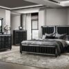 Ravenne Velvet Upholstered Eastern King LED Panel Bed Black