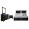 Ravenne 4-piece Velvet Upholstered Queen LED Bedroom Set Black