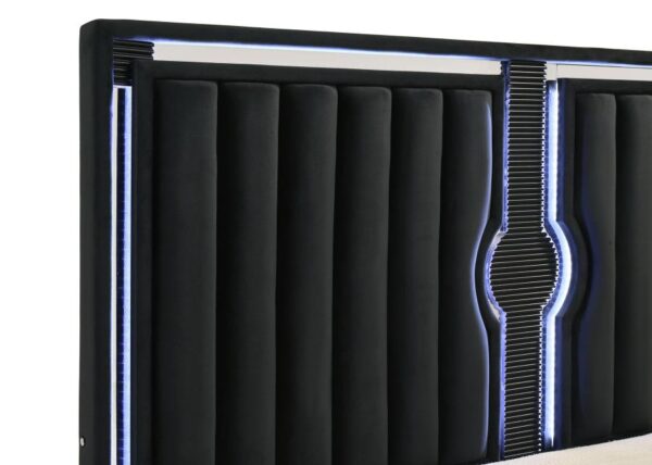 Ravenne 4-piece Velvet Upholstered Queen LED Bedroom Set Black