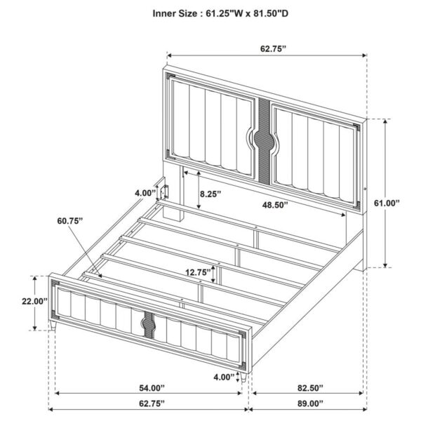 Ravenne 4-piece Velvet Upholstered Queen LED Bedroom Set Black