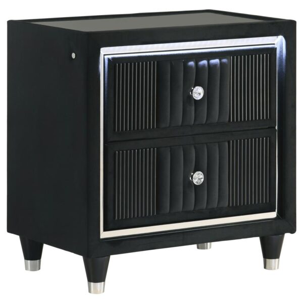 Ravenne 5-piece Velvet Upholstered Queen LED Bedroom Set Black