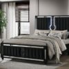 Ravenne Velvet Upholstered Queen LED Panel Bed Black