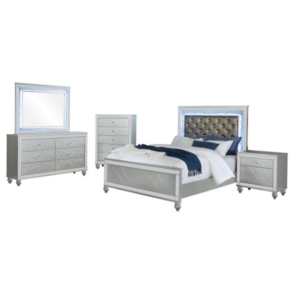 Gunnison 5-piece Queen Bedroom Set Silver Metallic