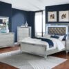 Gunnison Wood Queen LED Panel Bed Silver Metallic