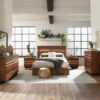 Winslow Wood Queen Panel Bed Smokey Walnut and Coffee Bean