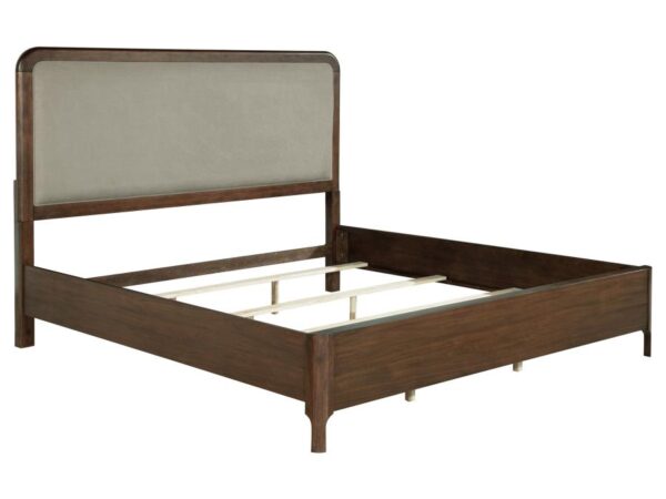 Maderia 57-inch Upholstered Eastern King Panel Bed Walnut