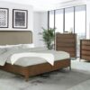 Maderia 57-inch Upholstered Eastern King Panel Bed Walnut
