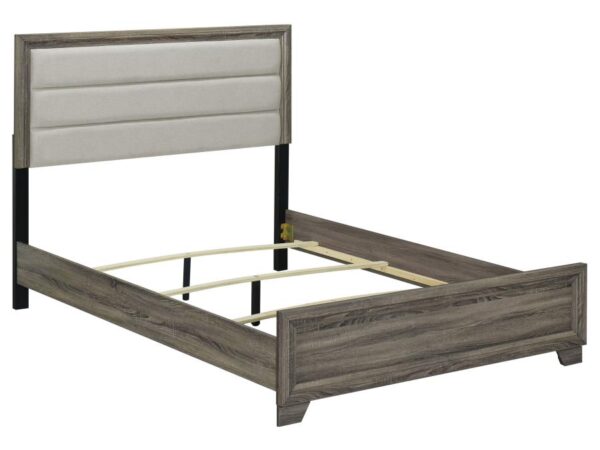 Wright 52-inch Upholstered Eastern King Bed Brown Oak