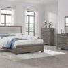Wright 52-inch Upholstered Queen Bed Brown Oak