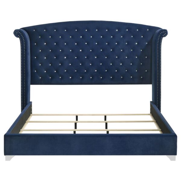 Melody Upholstered Eastern King Wingback Bed Pacific Blue
