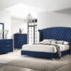 Melody Upholstered Queen Wingback Bed Pacific Blue