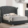 Melody Upholstered Eastern King Wingback Bed Grey