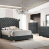 Melody Upholstered Queen Wingback Bed Grey