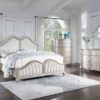 Evangeline Wood Eastern King LED Panel Bed Silver Oak
