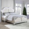 Evangeline Wood Queen LED Panel Bed Silver Oak