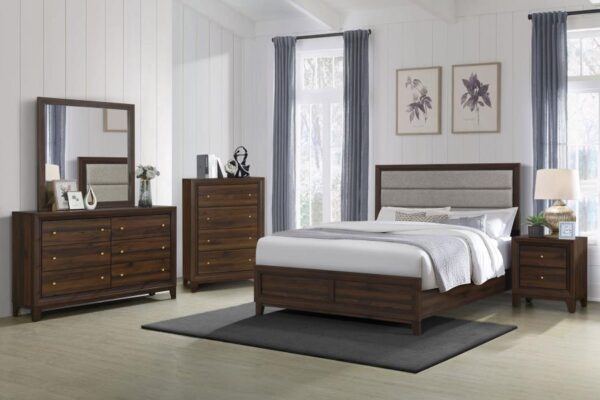 Welsley 50-inch Upholstered Queen Bed Walnut
