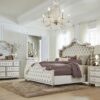 Antonella Upholstered Eastern King Panel Bed Ivory and Camel
