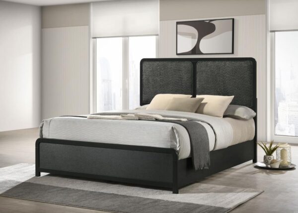 Cavelle 51-inch Upholstered Eastern King Panel Bed Black