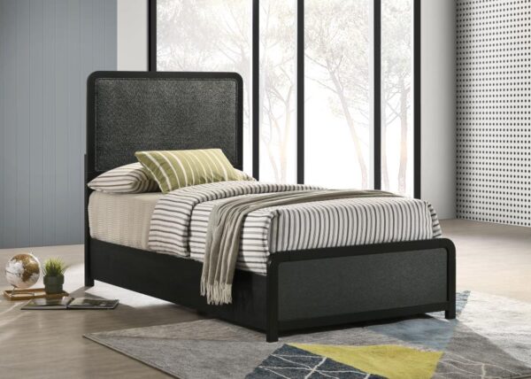 Cavelle 51-inch Upholstered Twin Panel Bed Black