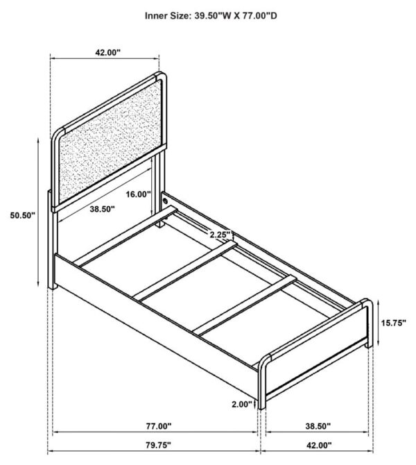 Cavelle 51-inch Upholstered Twin Panel Bed Black