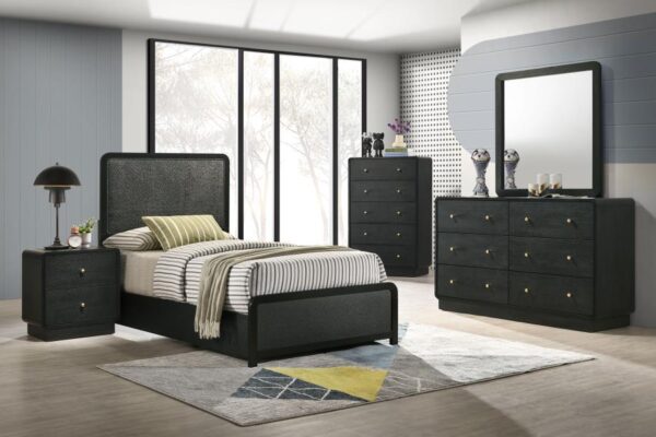 Cavelle 51-inch Upholstered Twin Panel Bed Black