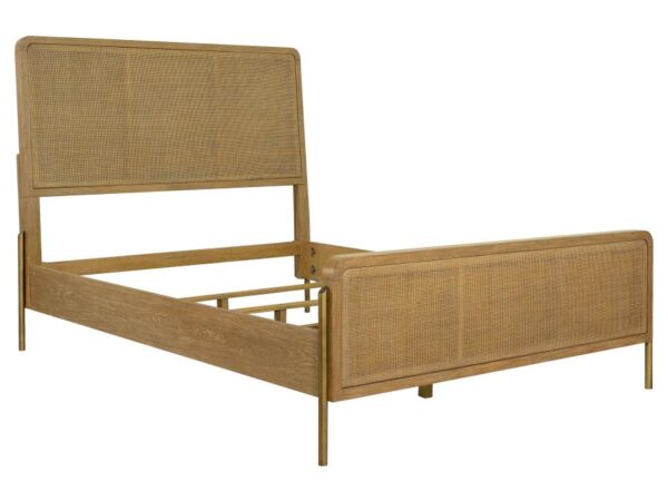 Arini Rattan Queen Panel Bed Sand Wash and Natural Cane