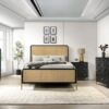 Arini Rattan Queen Panel Bed Black and Natural