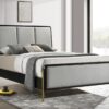 Arini Upholstered Eastern King Panel Bed Black and Grey