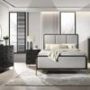 Arini Upholstered Eastern King Panel Bed Black and Grey