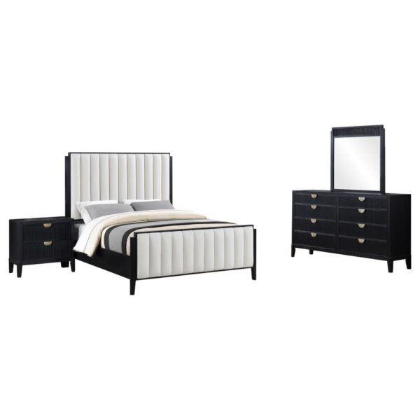 Brookmead 4-piece Upholstered Queen Bedroom Set Black