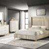 Lucia 61-inch Upholstered Eastern King Wingback Bed Beige
